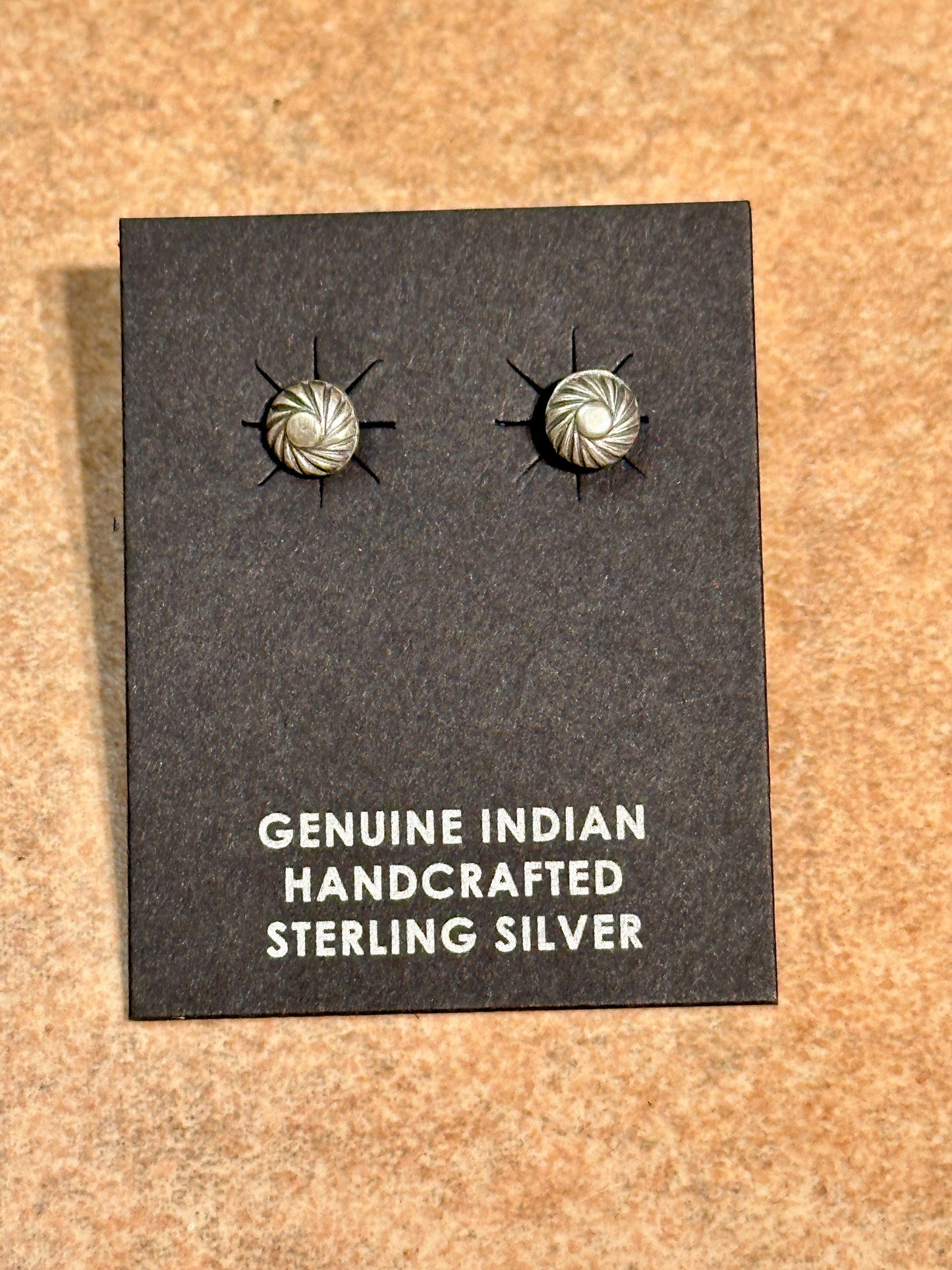 Navajo Sterling Silver Concho Swirl Stud Post Earrings