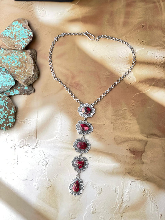 Beautiful Handmade Sterling Silver Dahlia Rose Drop Necklace