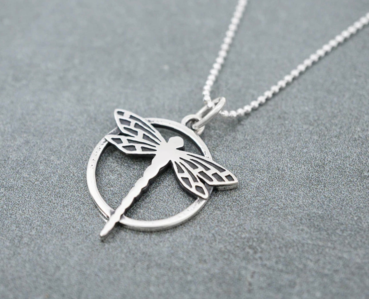 Dragonfly in Circle Pendant Necklace