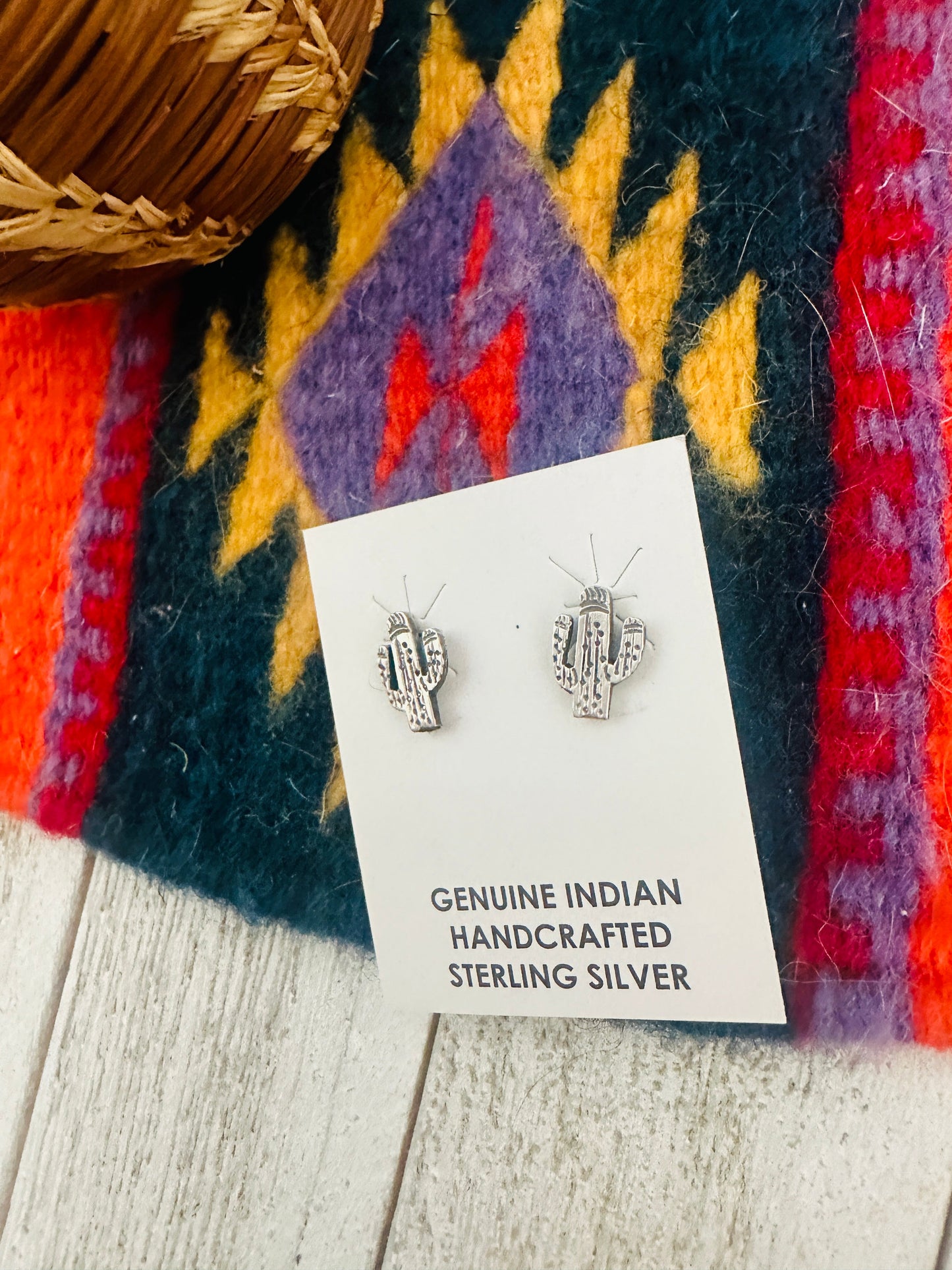 Navajo Sterling Silver Cactus Stud Earrings