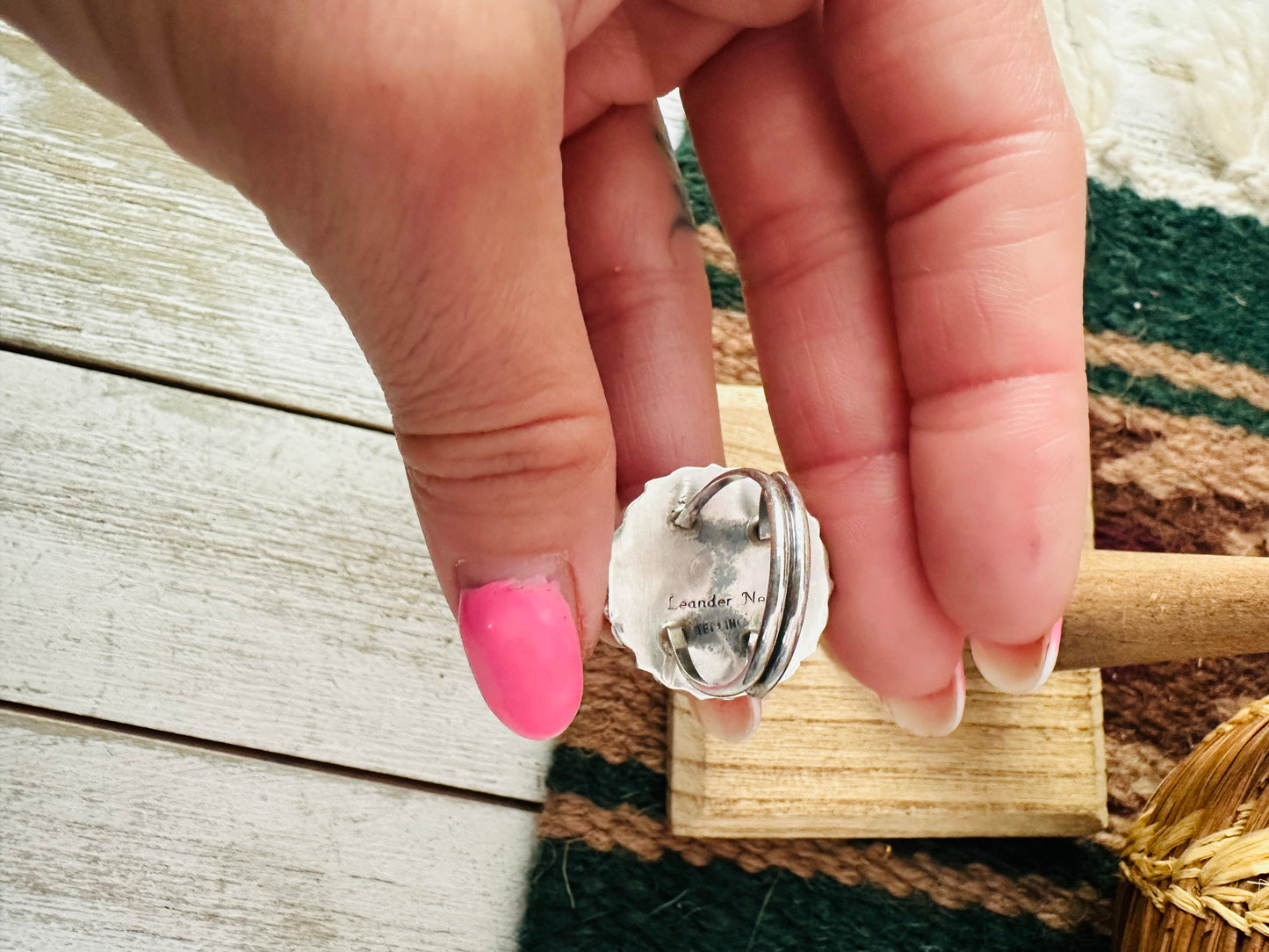 Navajo Royston Turquoise & Sterling Silver Cluster Ring