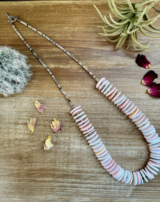 26 inch pink conch necklace