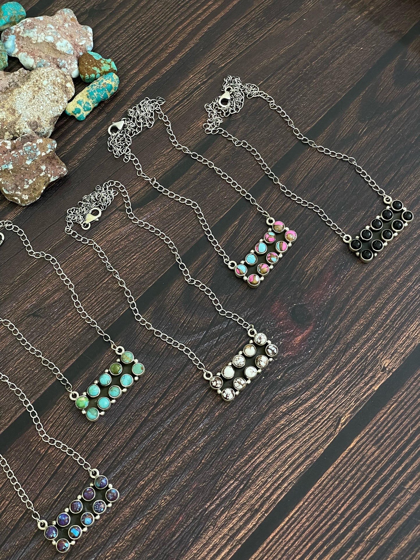 Handmade Sterling Silver Cotton Candy, Purple Mojave, Kingman, Black Onyx, Wild Horse Turquoise Necklace, Signed Nizhoni