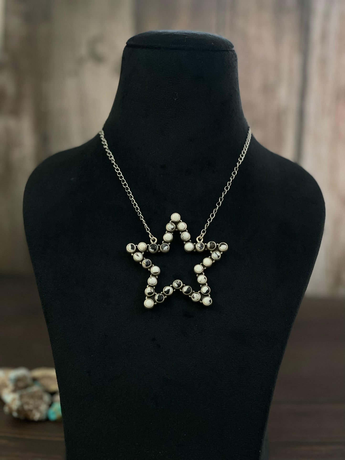 Handmade Sterling Silver Black Onyx, Purple Mojave, Wild Horse, White Buffalo, Kingman, Rose Dahlia Necklace, Signed Nizhoni