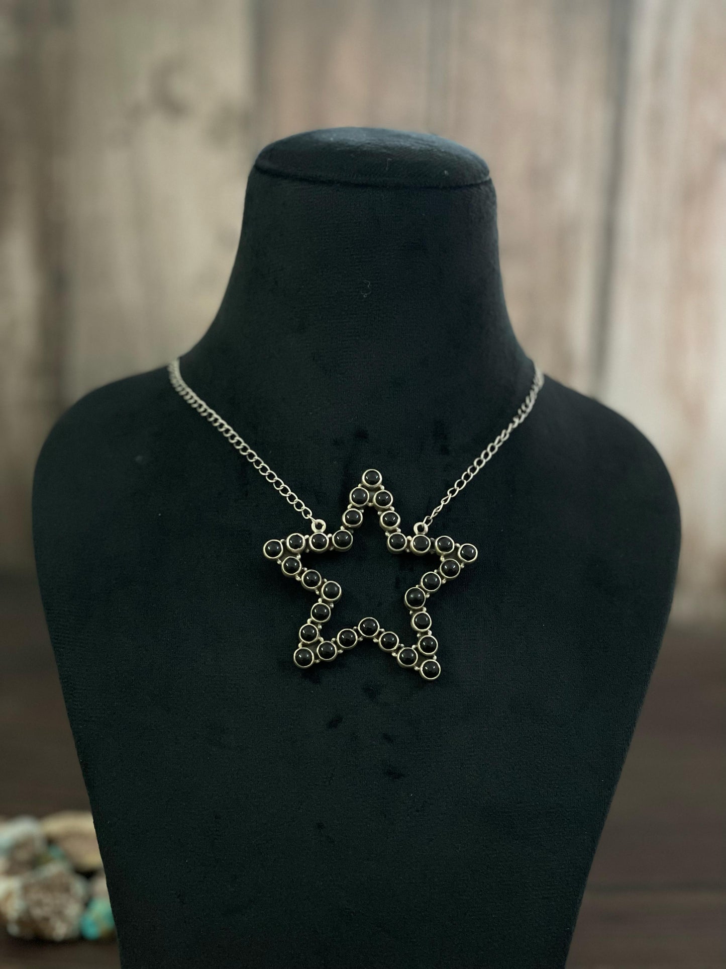 Handmade Sterling Silver Black Onyx, Purple Mojave, Wild Horse, White Buffalo, Kingman, Rose Dahlia Necklace, Signed Nizhoni
