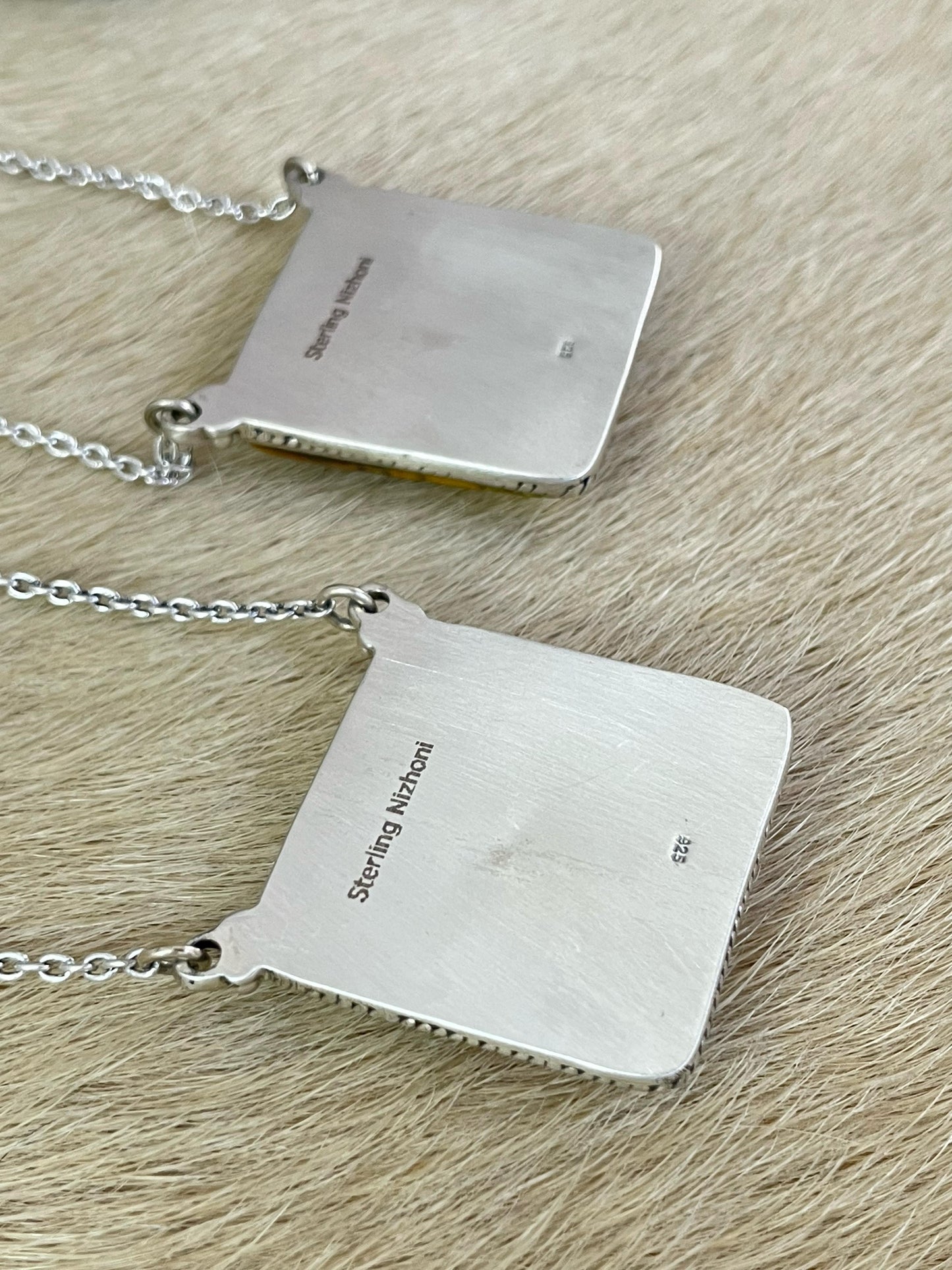 Handmade Sterling Silver Cotton Candy, Honey Dahlia Necklace with Signed Nizhoni