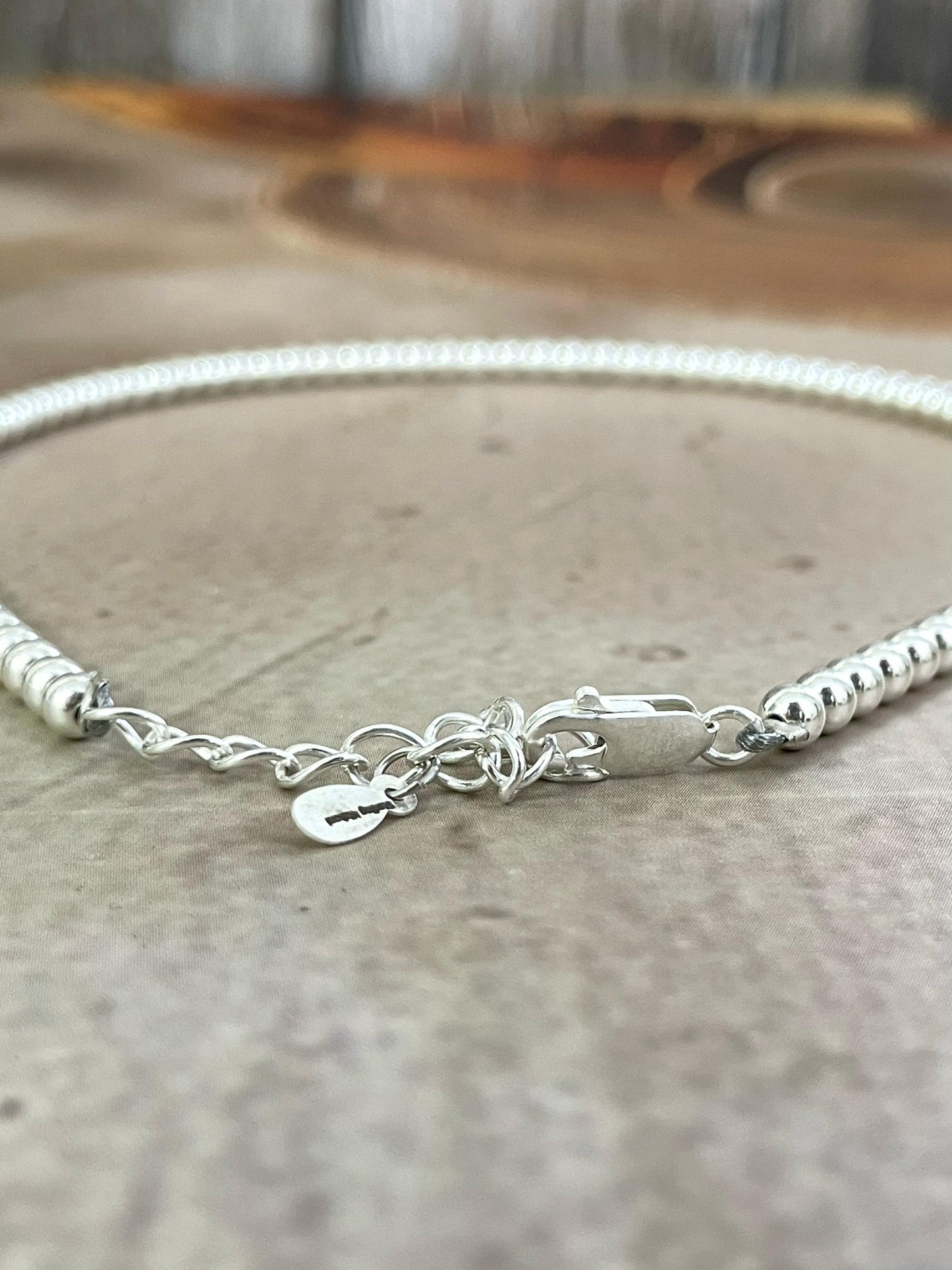 Handmade Elegance Sterling Silver 4MM Beaded Necklace