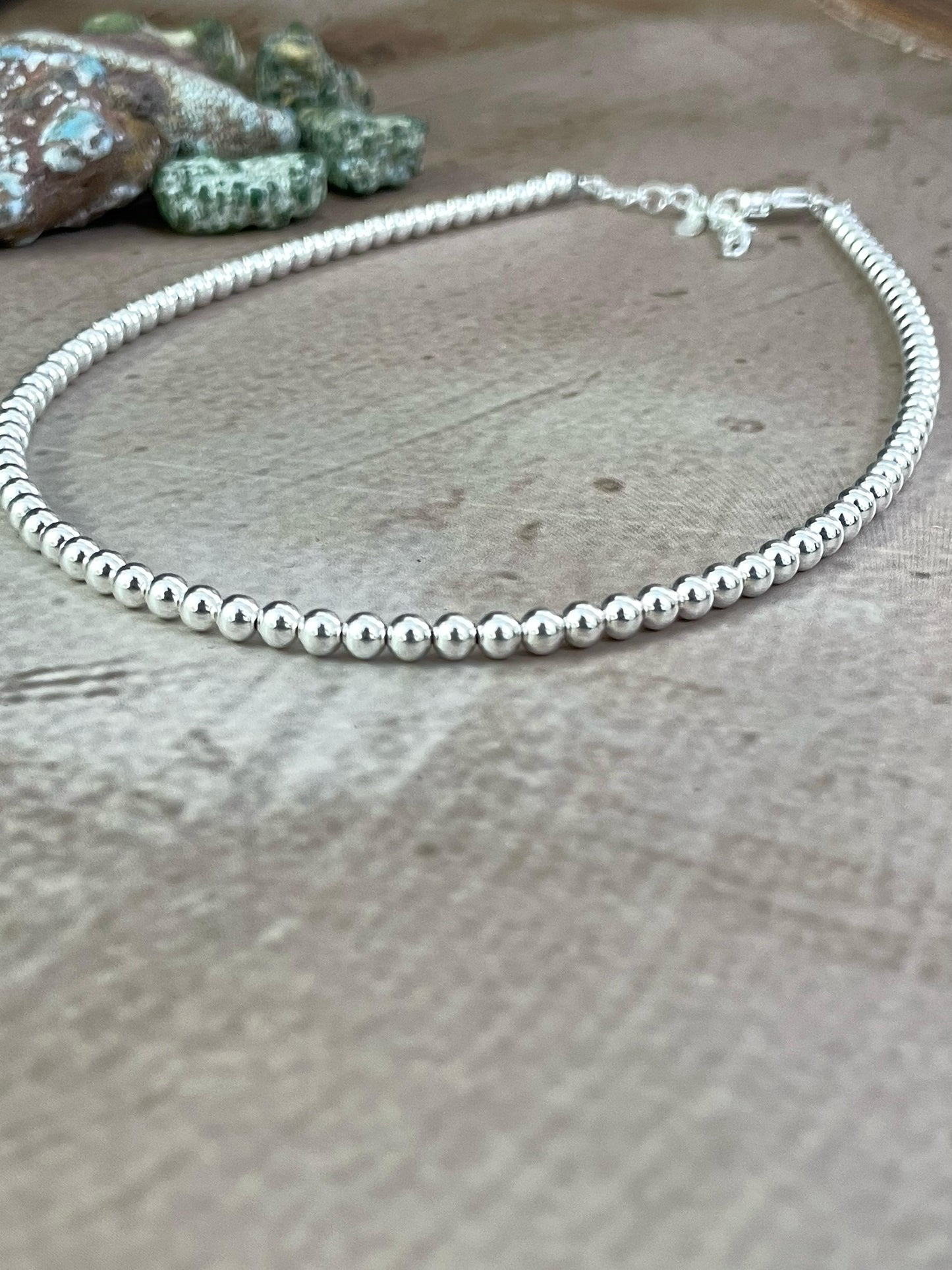 Handmade Elegance Sterling Silver 4MM Beaded Necklace