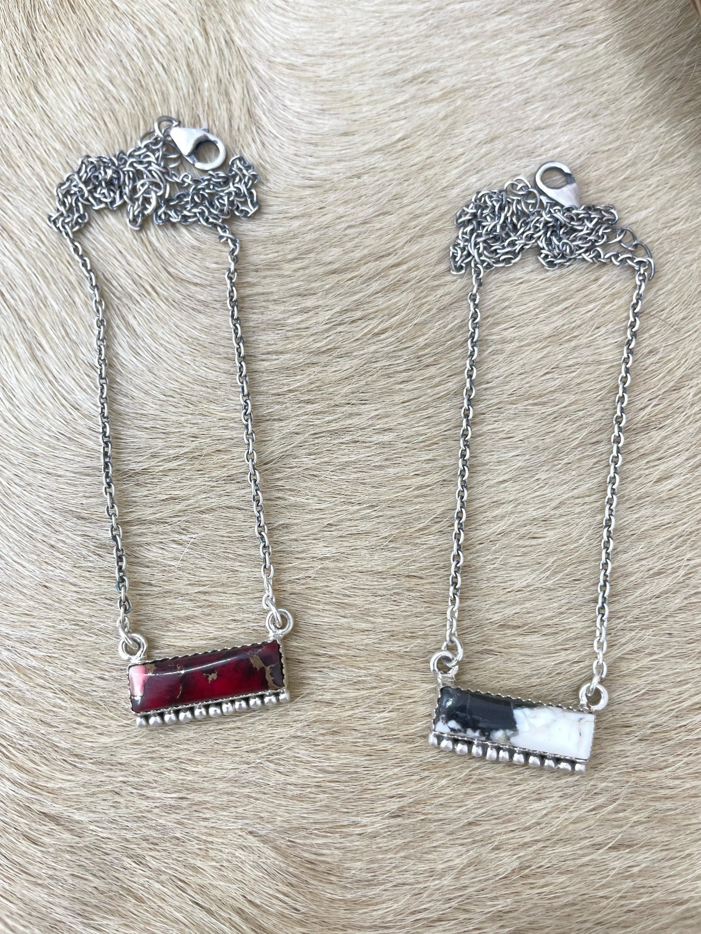 Handmade Sterling Silver White Buffalo, Dahlia Rose Necklace with Signed Nizhoni
