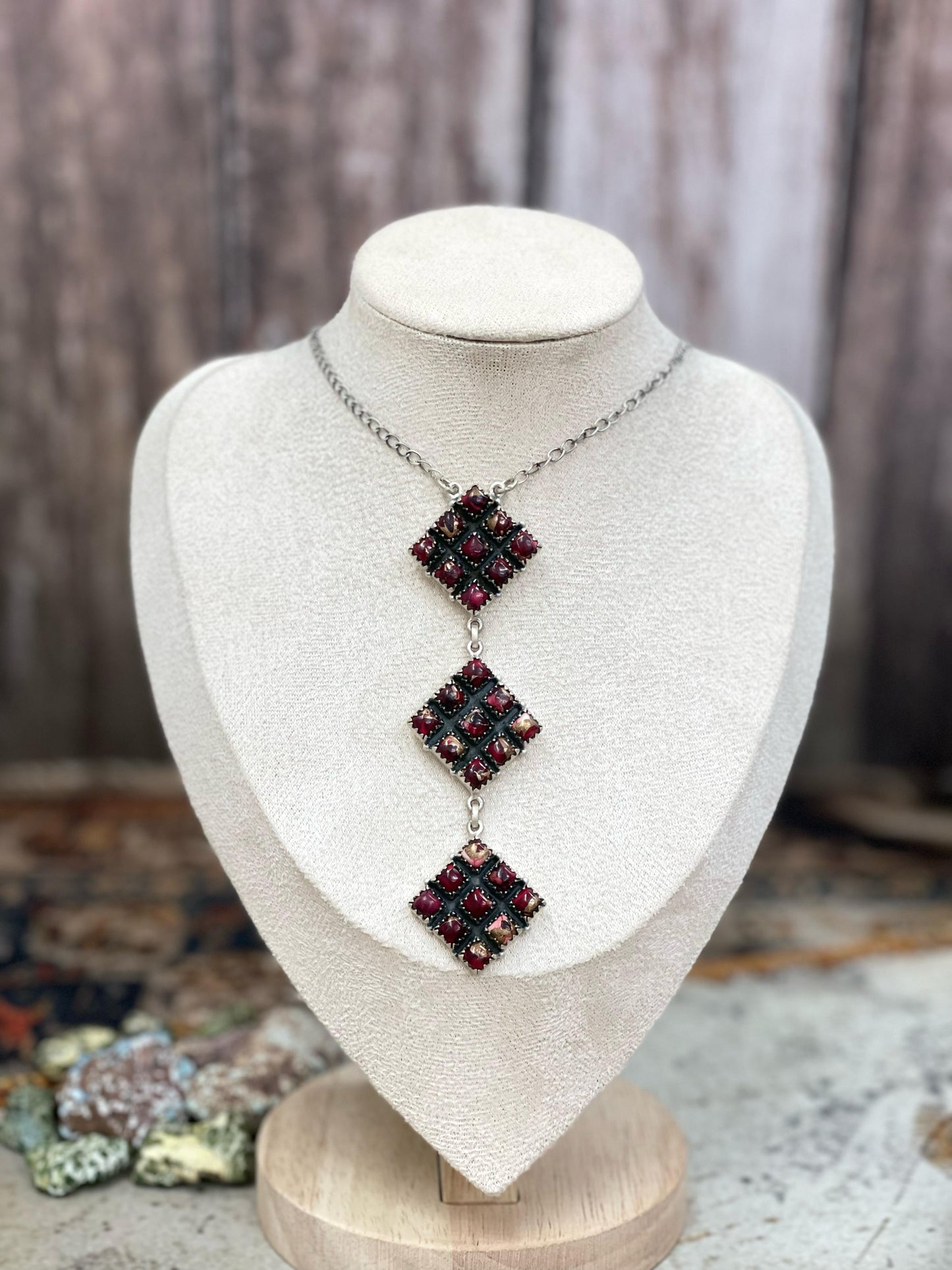 Handmade Sterling Dahlia Rose, White Buffalo Turquoise Necklace with Signed Nizhoni