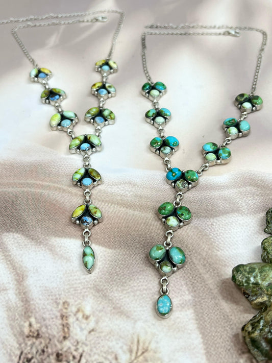 Handmade Sterling Silver Multi Stones Necklace with Signed Nizhoni