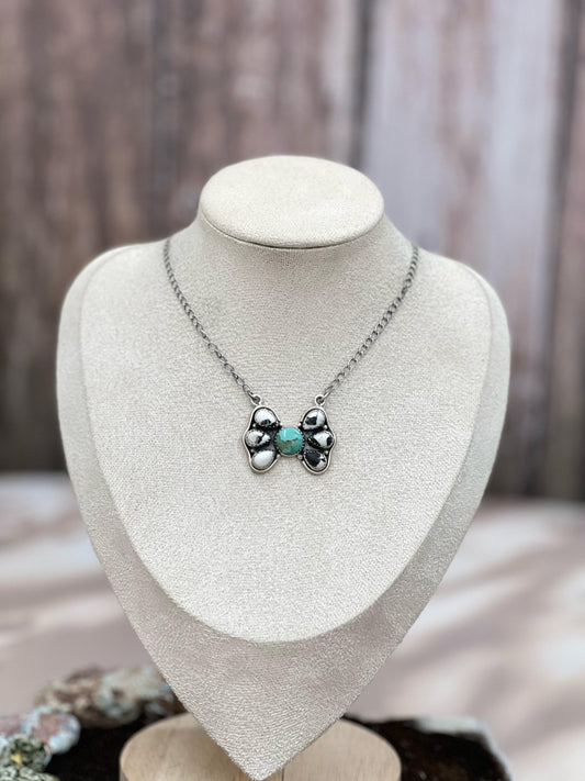 Handmade Sterling Silver Kingman with White Buffalo Turquoise Necklace, Signed Nizhoni