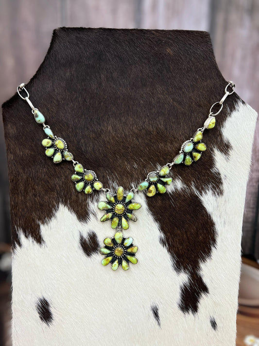Handmade Sterling Silver Palomino Turquoise Necklace with Signed Nizhoni (h9)