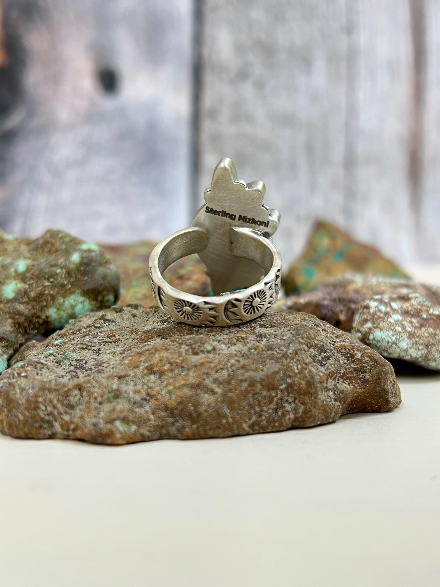 Christmas Collection Handmade Sterling Silver Coral with Peridot Adjustable Ring with Signed Nizhoni