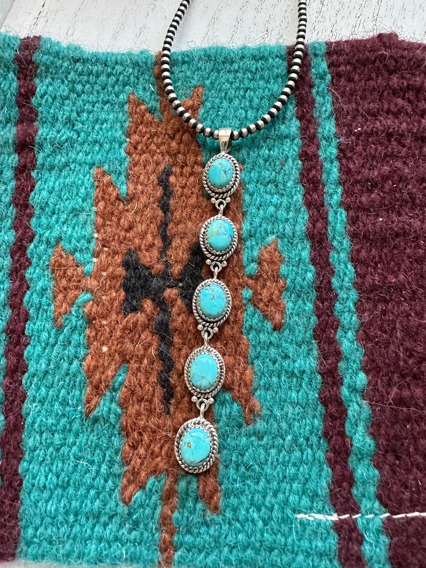 ‘The Cassidy Pendant” Handmade Turquoise & Sterling Silver Pendant Signed Nizhoni