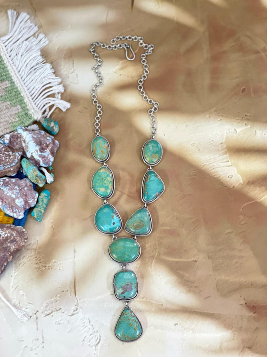Handmade Sterling Silver Royston Turquoise Necklace, Signed Nizhoni