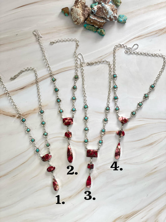 Handmade Sterling Silver Rose Dahlia and Mojave Turquoise Necklace, Signed Nizhoni