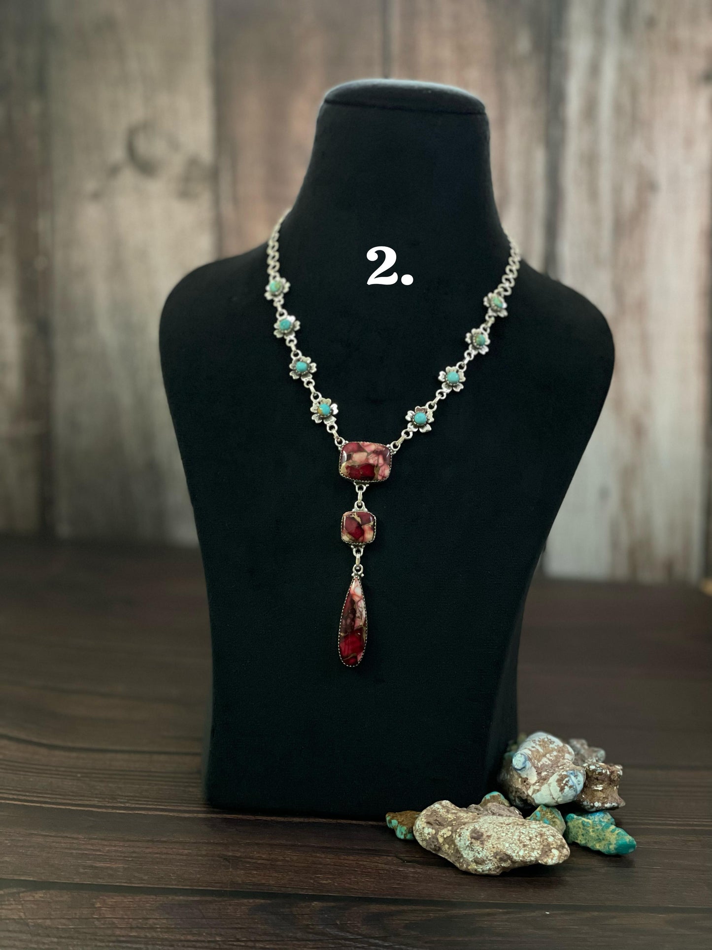 Handmade Sterling Silver Rose Dahlia and Mojave Turquoise Necklace, Signed Nizhoni