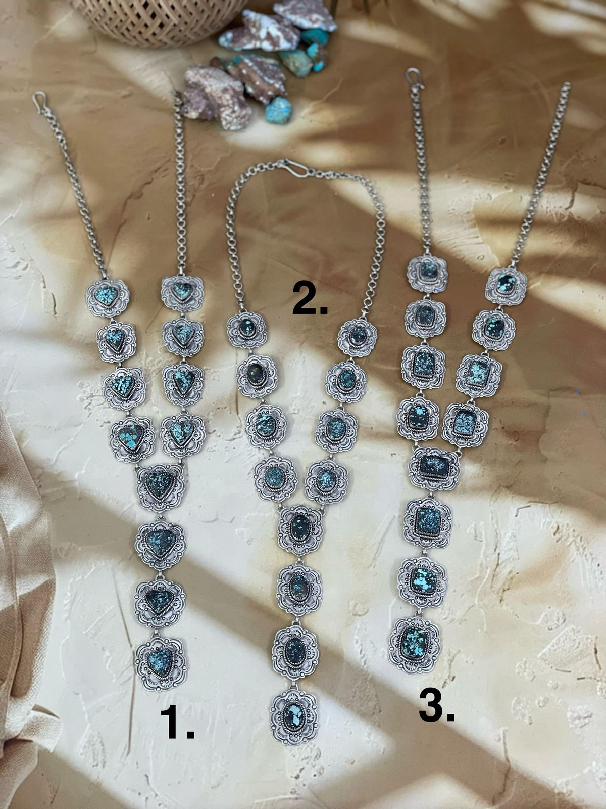 Handmade Sterling Silver Lander Turquoise Necklace, Signed Nizhoni