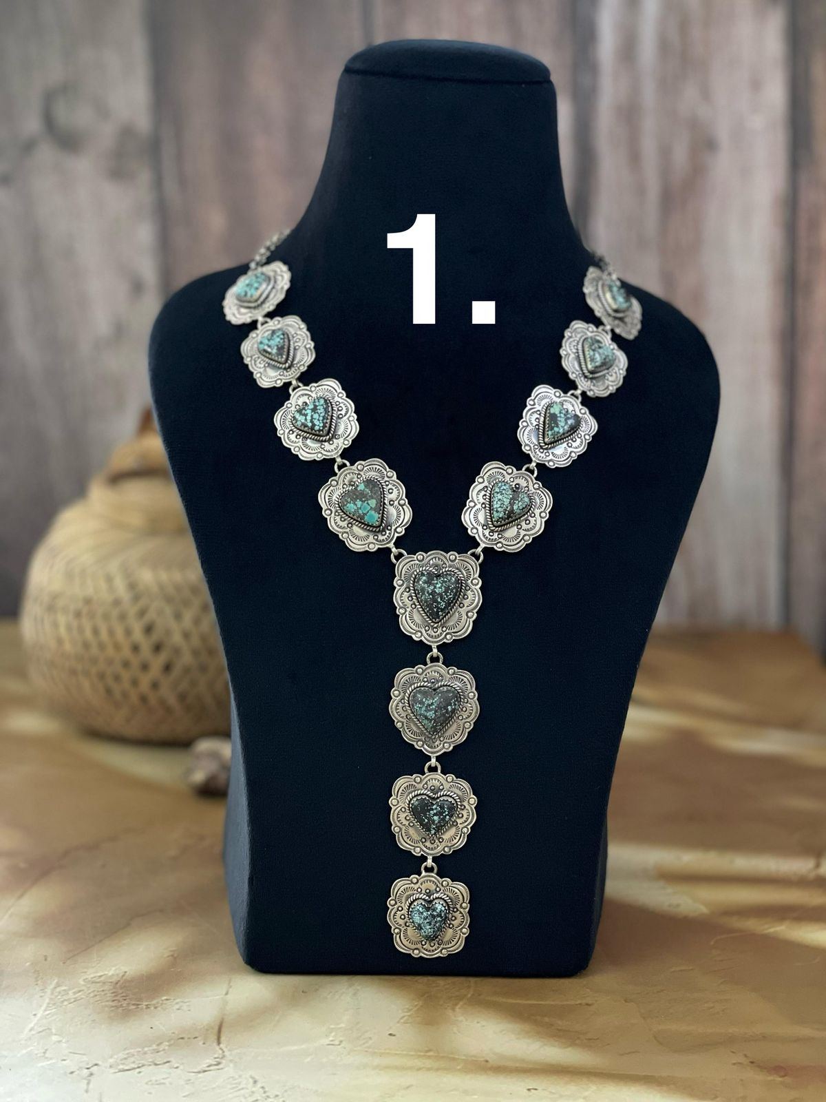 Handmade Sterling Silver Lander Turquoise Necklace, Signed Nizhoni