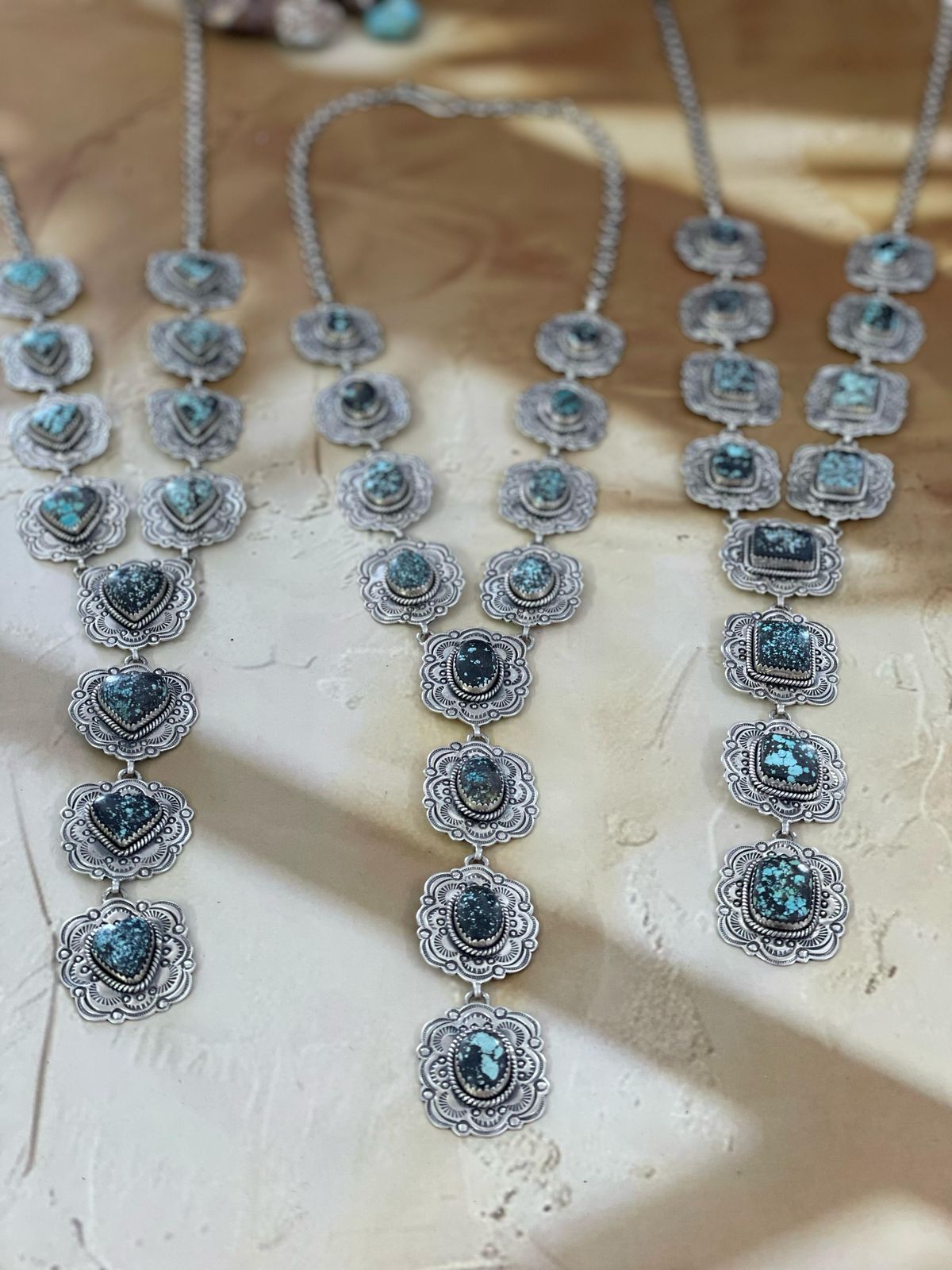 Handmade Sterling Silver Lander Turquoise Necklace, Signed Nizhoni