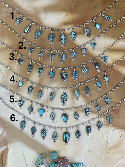Handmade Sterling Silver Lander Turquoise Necklace, Signed Nizhoni