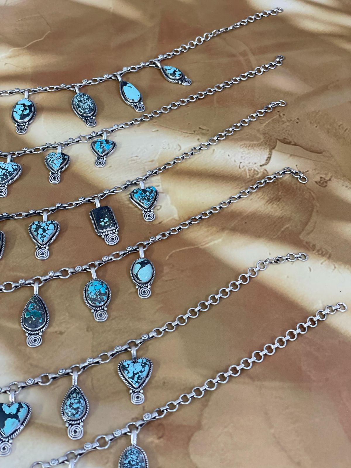 Handmade Sterling Silver Lander Turquoise Necklace, Signed Nizhoni