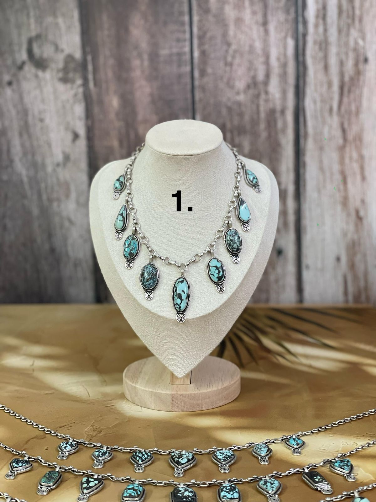 Handmade Sterling Silver Lander Turquoise Necklace, Signed Nizhoni