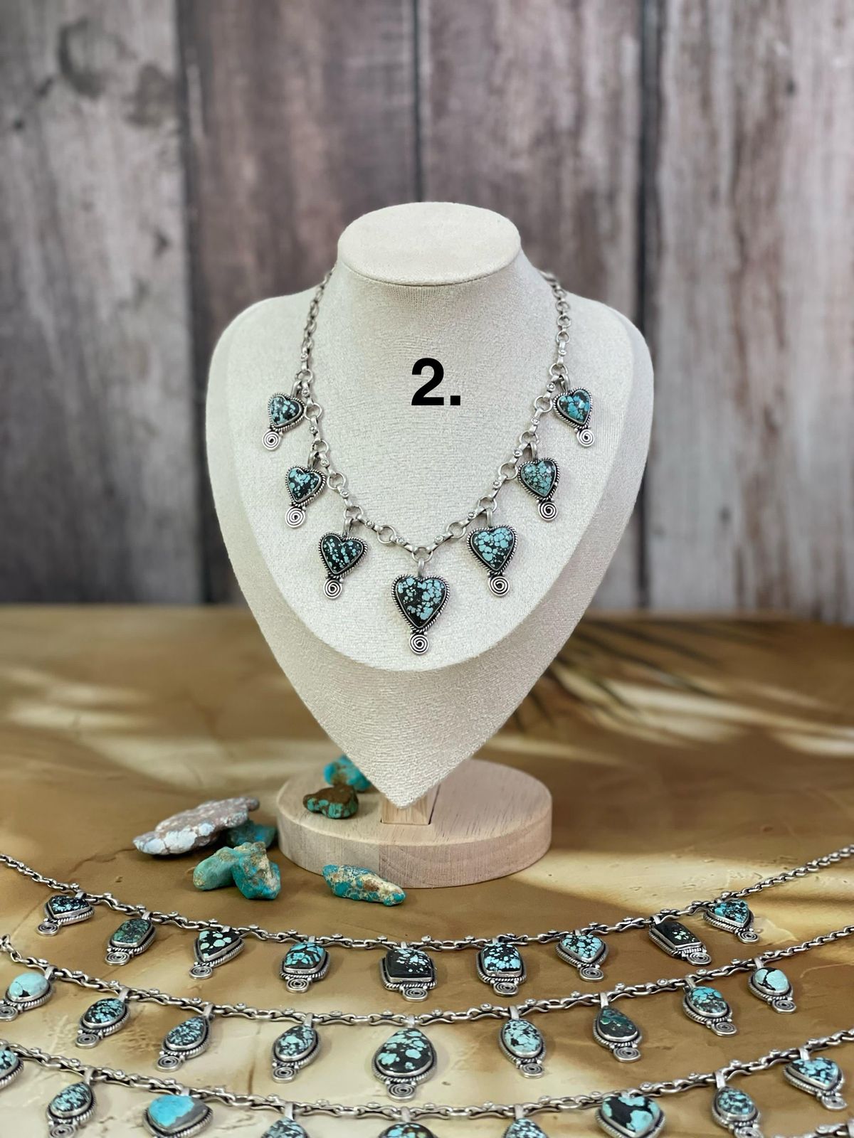 Handmade Sterling Silver Lander Turquoise Necklace, Signed Nizhoni
