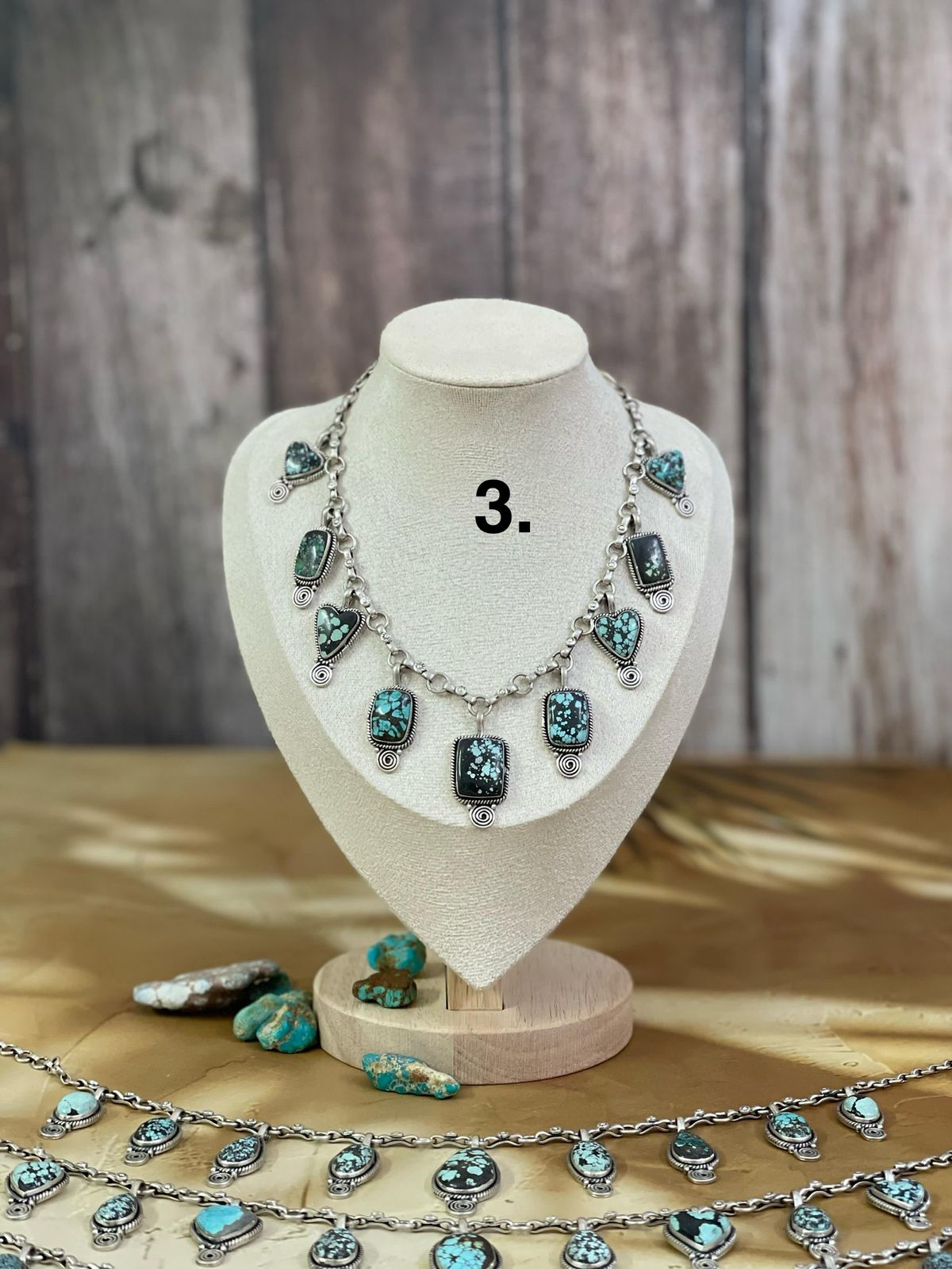 Handmade Sterling Silver Lander Turquoise Necklace, Signed Nizhoni