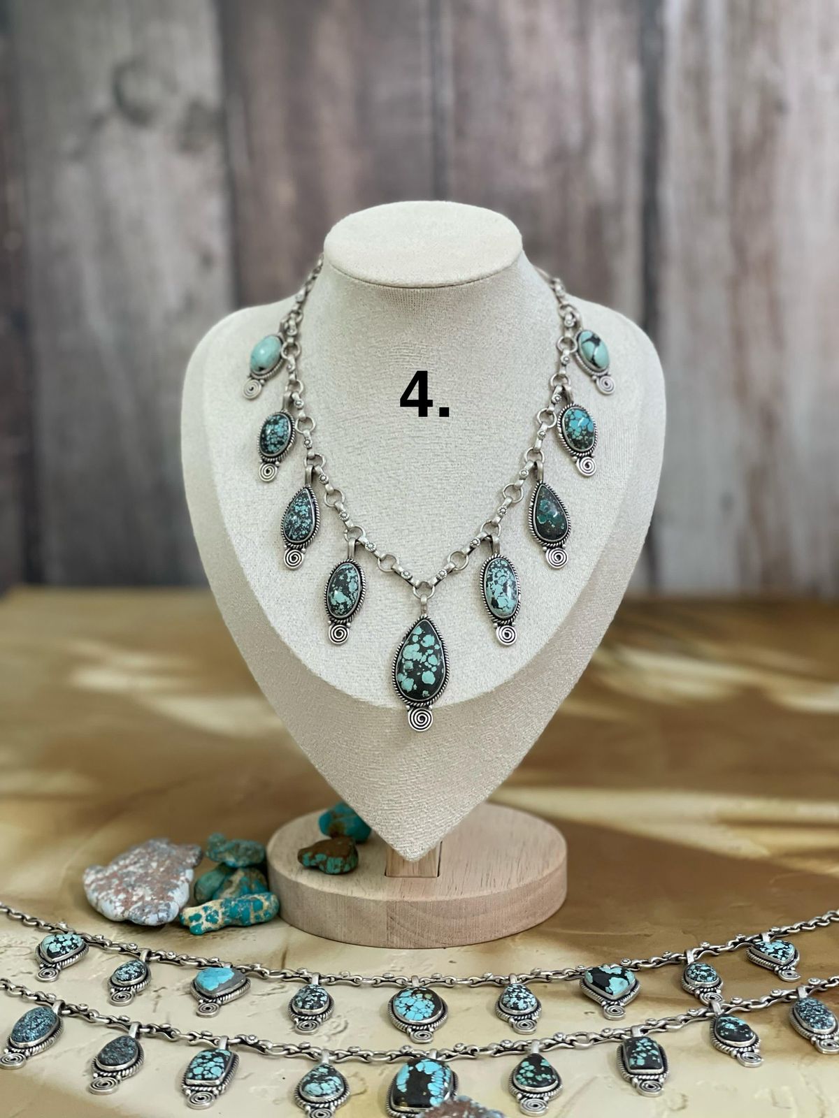 Handmade Sterling Silver Lander Turquoise Necklace, Signed Nizhoni
