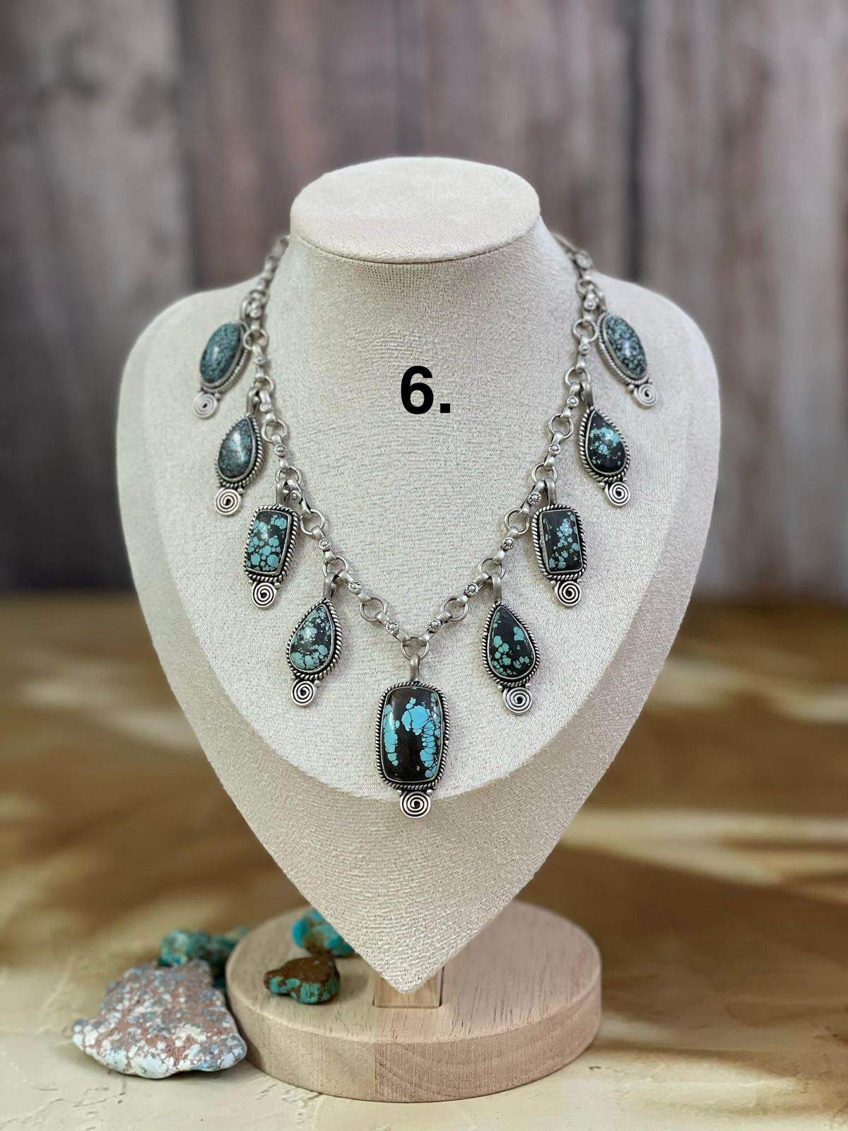 Handmade Sterling Silver Lander Turquoise Necklace, Signed Nizhoni