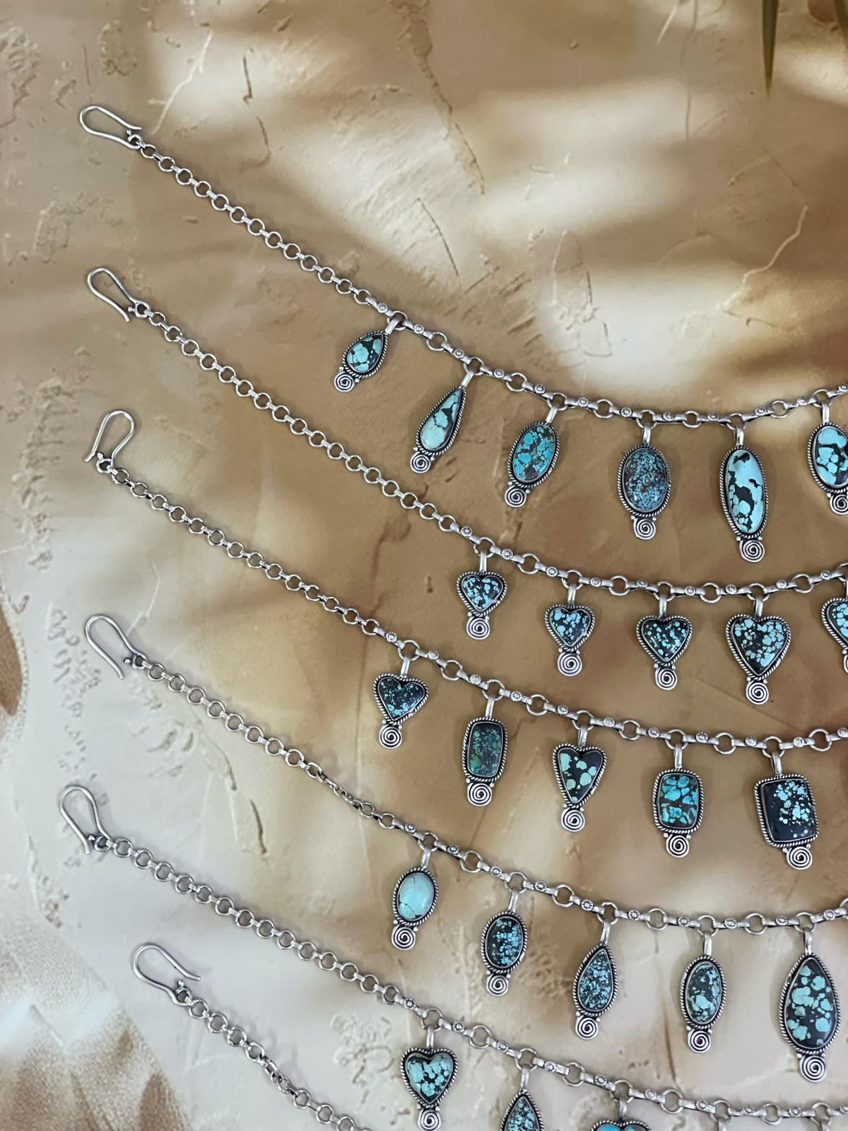 Handmade Sterling Silver Lander Turquoise Necklace, Signed Nizhoni