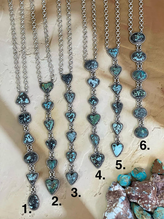 Handmade Sterling Silver Lander Turquoise Necklace, Signed Nizhoni
