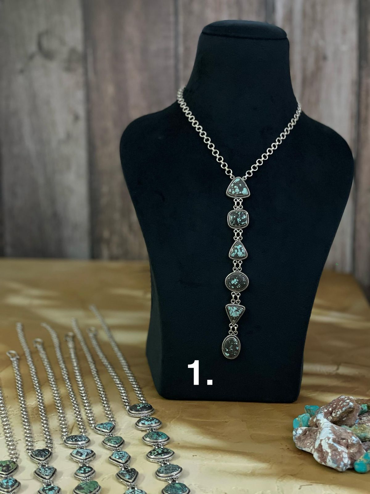 Handmade Sterling Silver Lander Turquoise Necklace, Signed Nizhoni