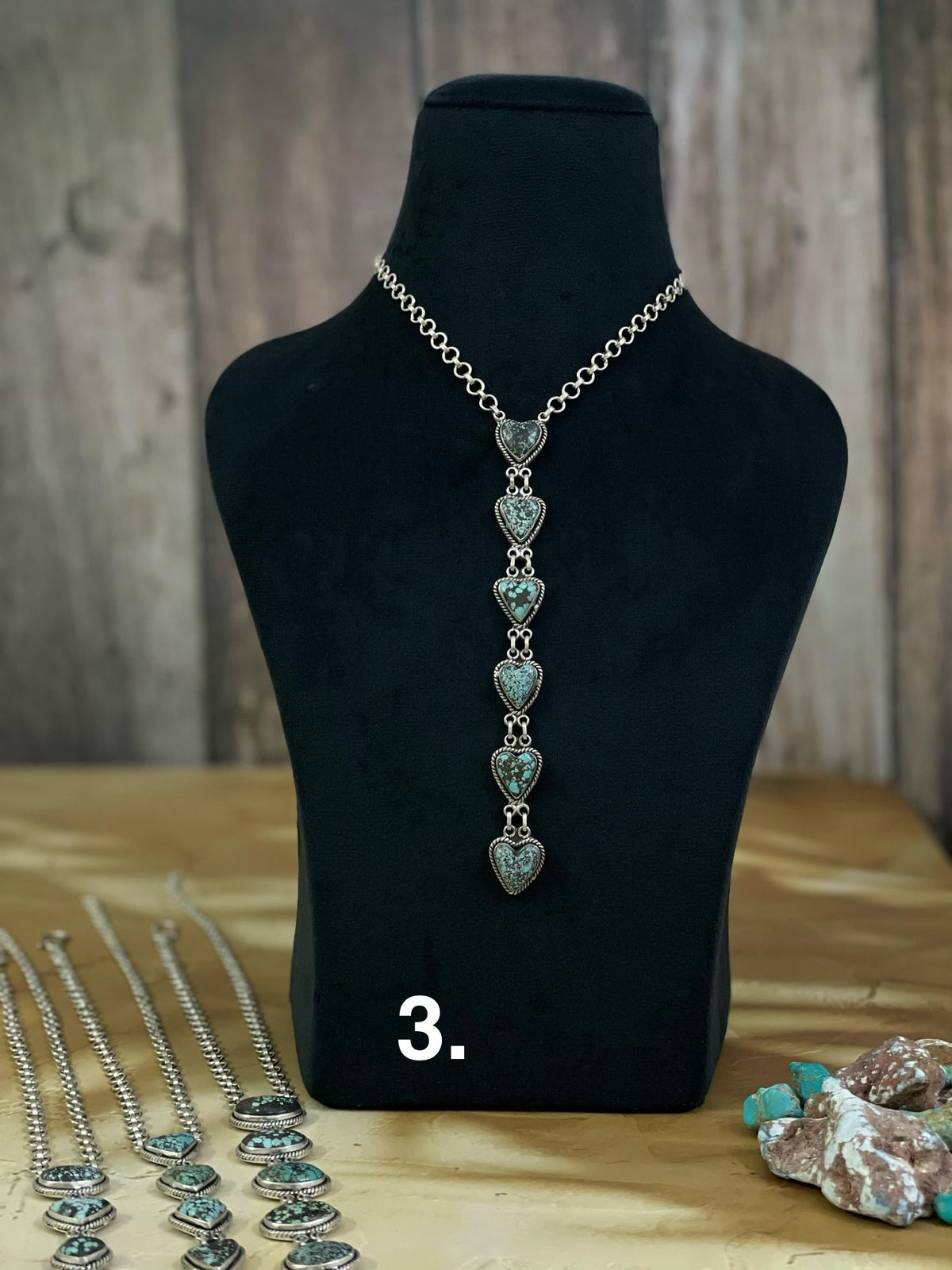 Handmade Sterling Silver Lander Turquoise Necklace, Signed Nizhoni