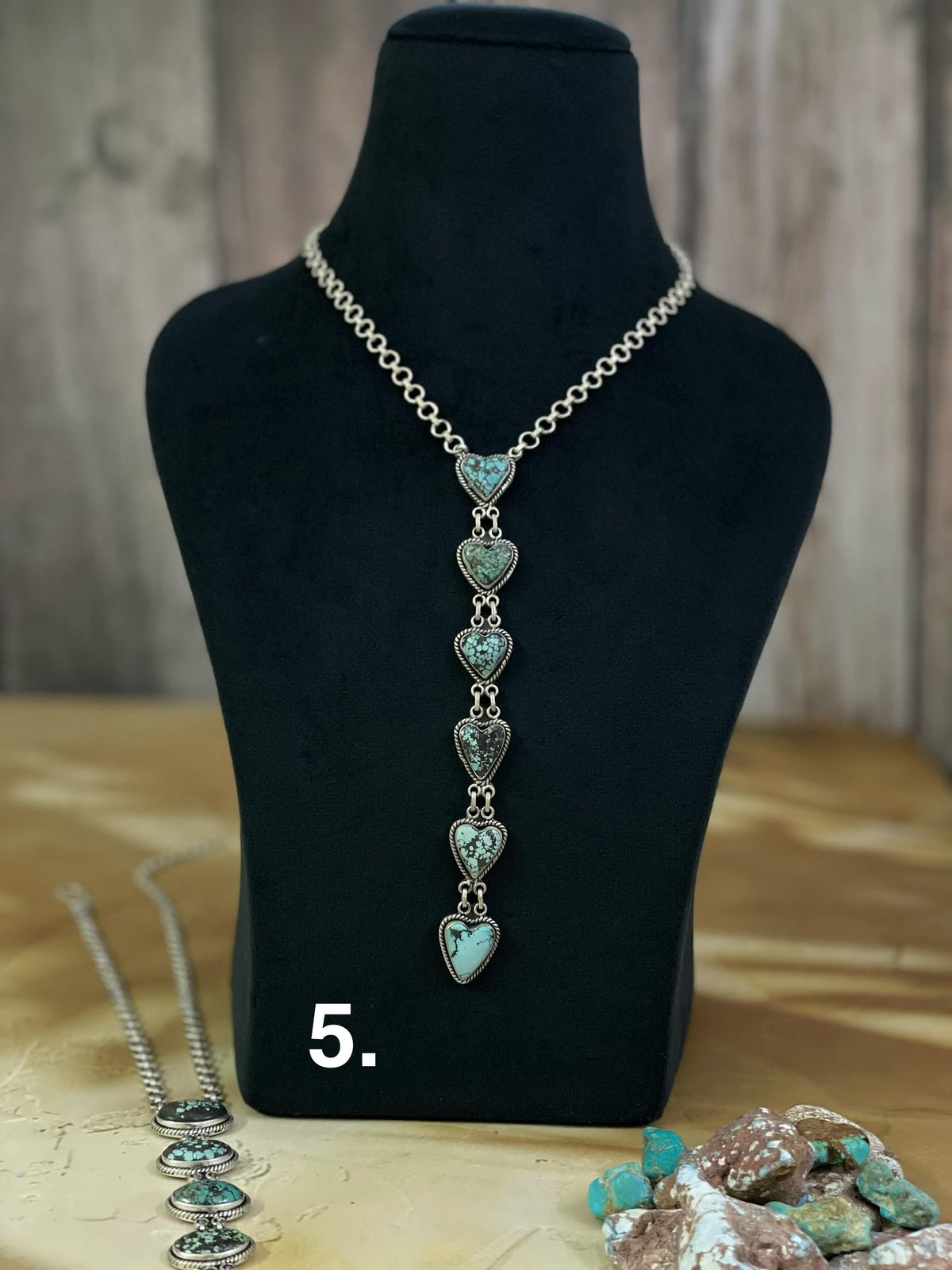 Handmade Sterling Silver Lander Turquoise Necklace, Signed Nizhoni