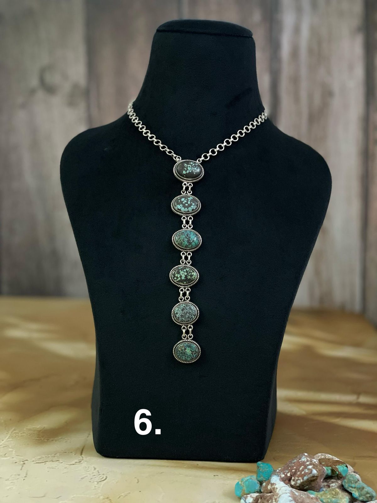 Handmade Sterling Silver Lander Turquoise Necklace, Signed Nizhoni