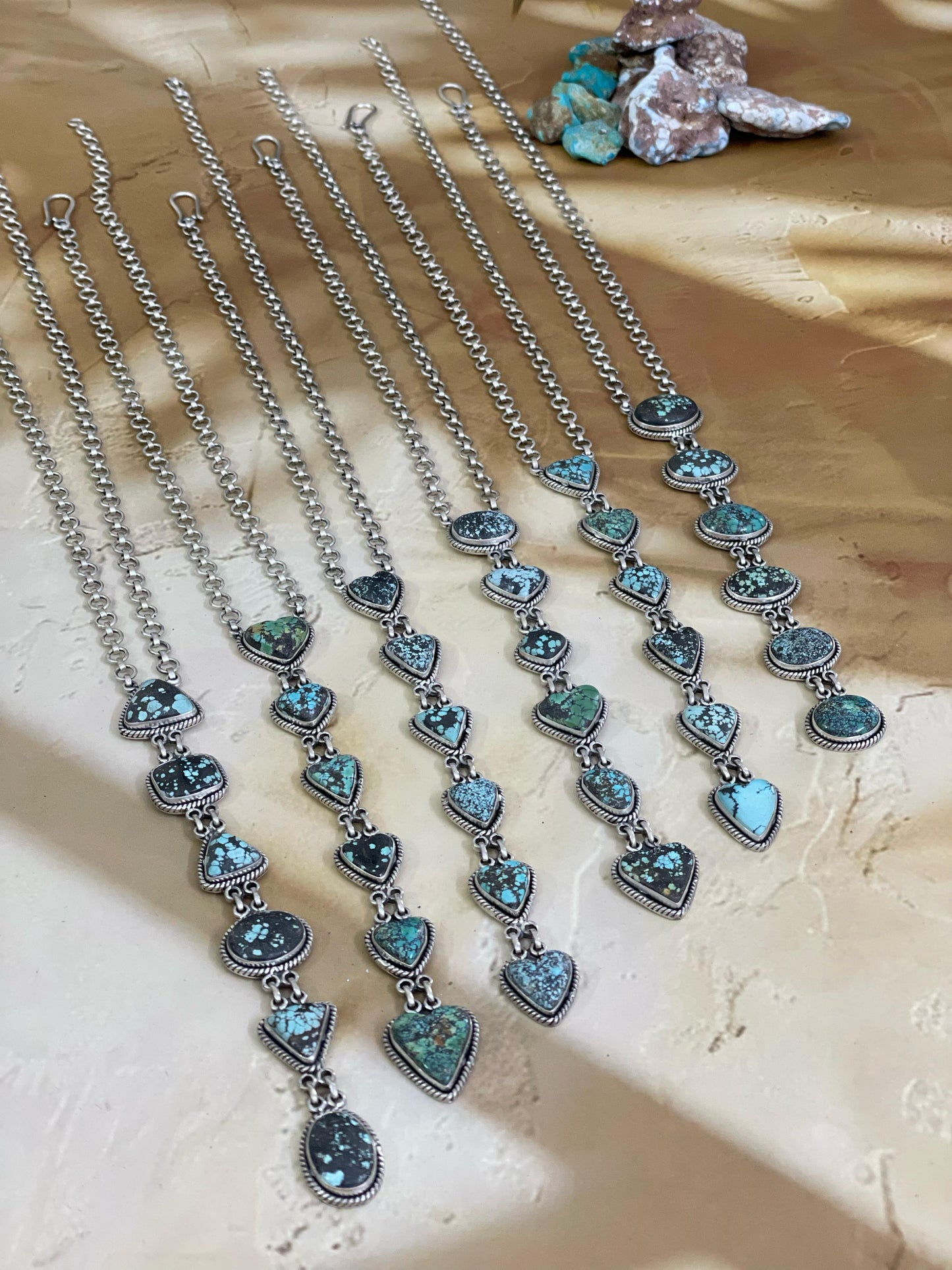 Handmade Sterling Silver Lander Turquoise Necklace, Signed Nizhoni