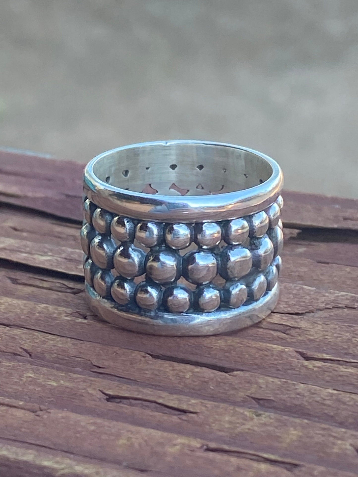 Handmade Sterling Silver Ball Cigar Band Ring