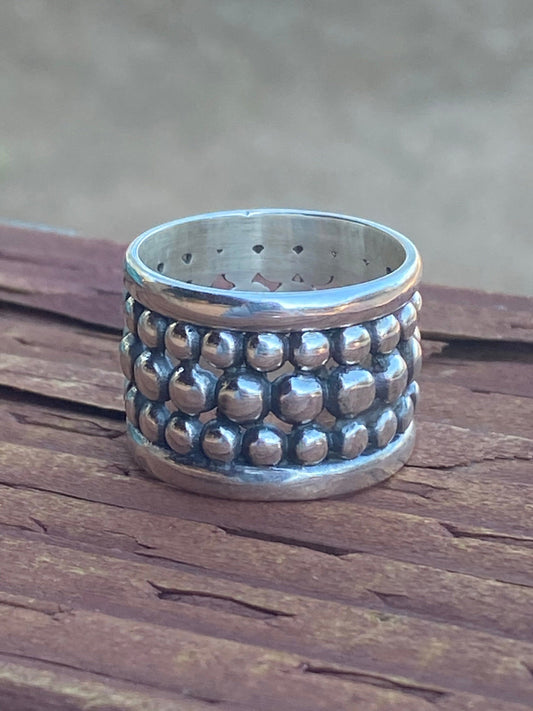 Handmade Sterling Silver Ball Cigar Band Ring