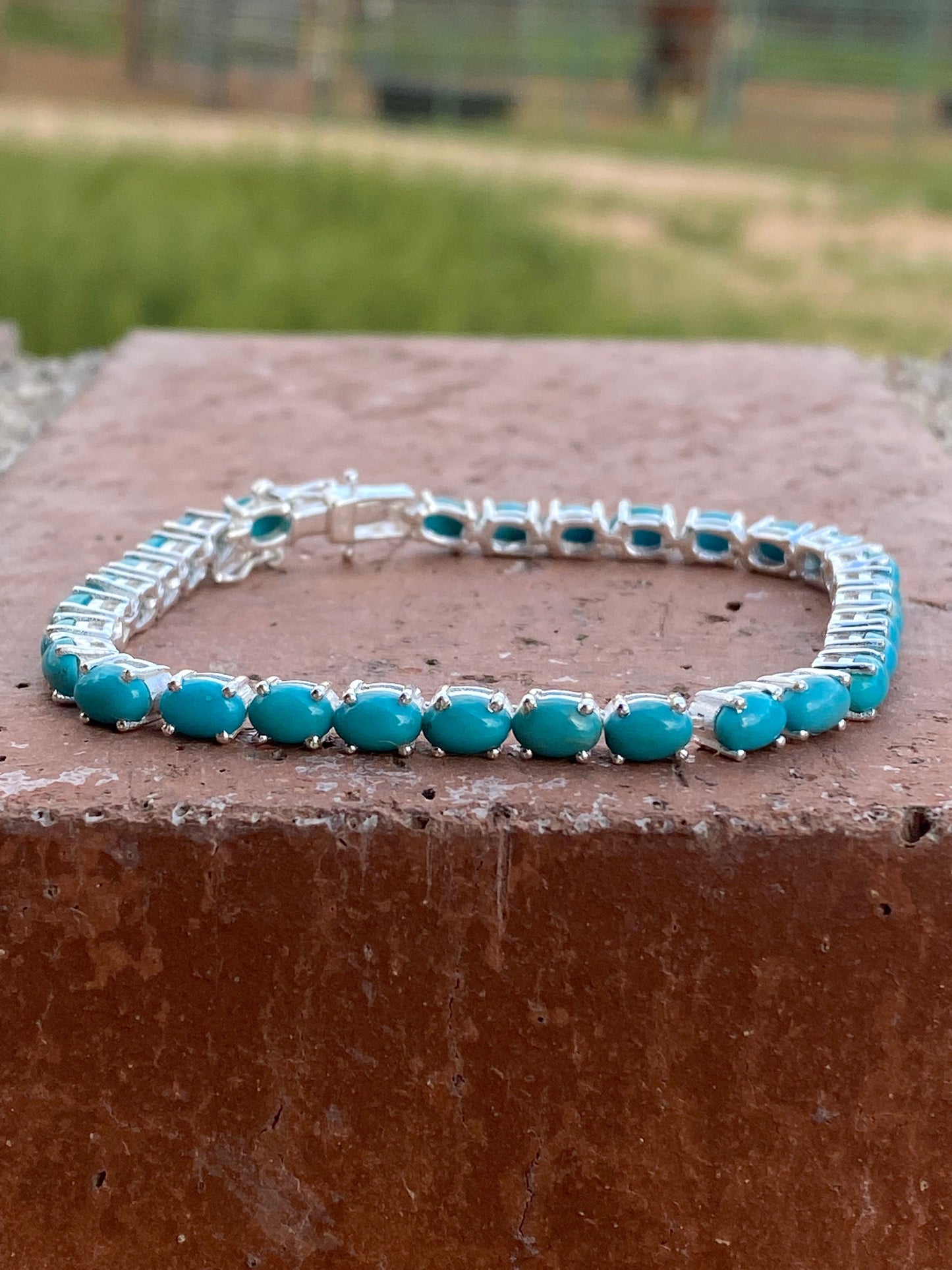 Sleeping Beauty Turquoise and Sterling Silver Link Bracelet