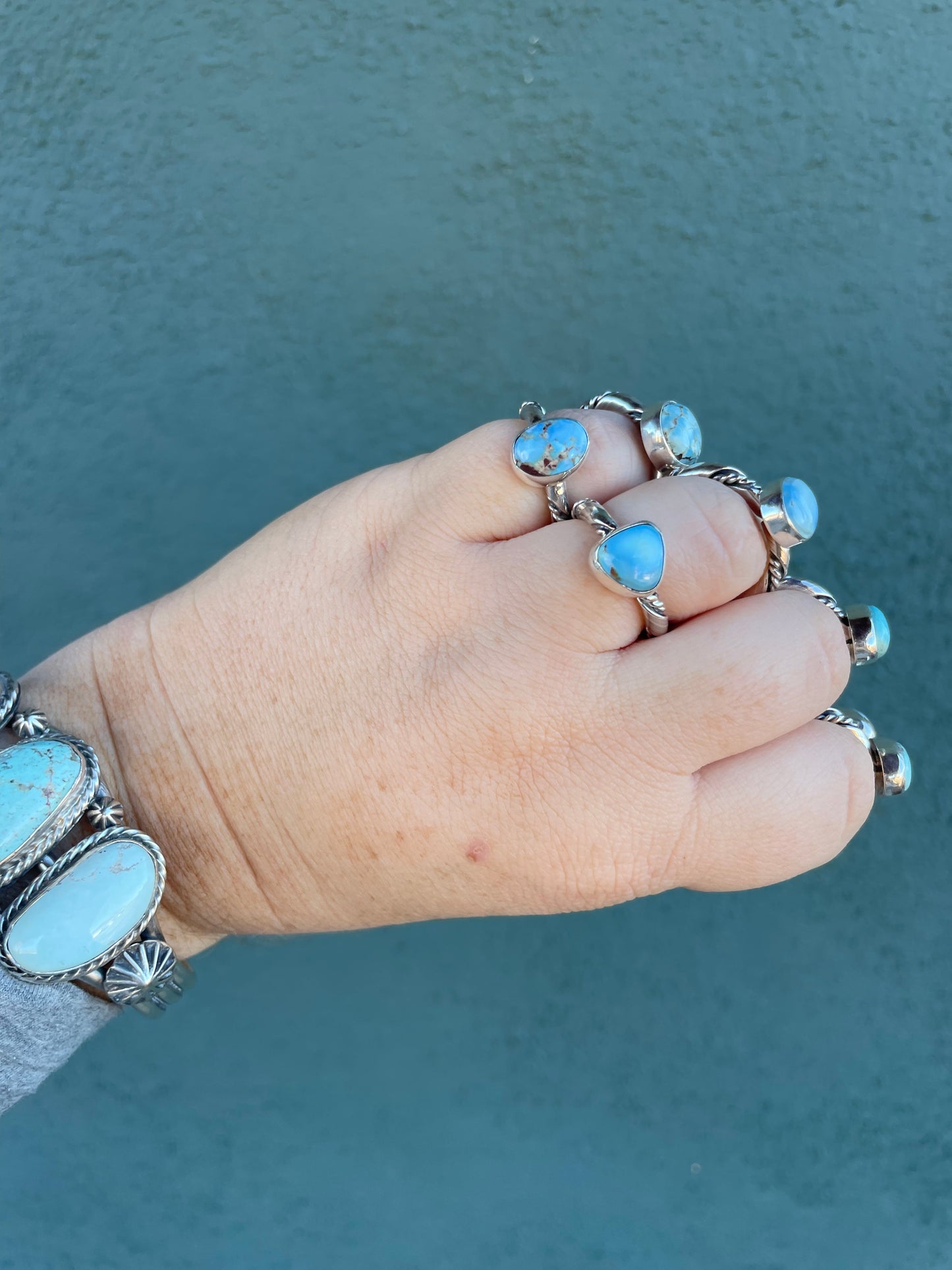 Navajo Golden Hills Turquoise and Sterling Silver Rings