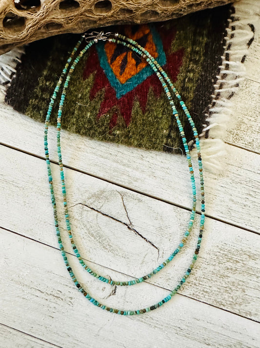 Navajo Turquoise and Sterling Silver Beaded Necklace 16” or 18”