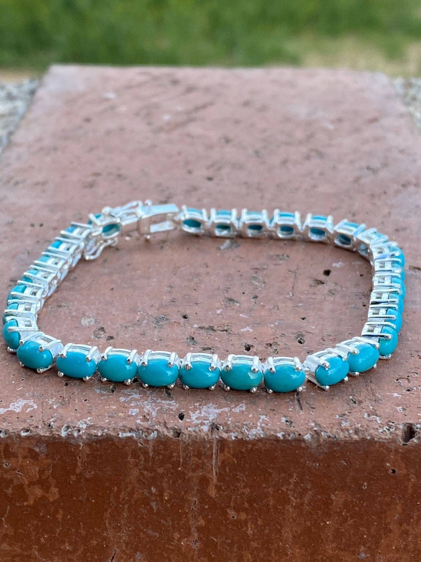 Sleeping Beauty Turquoise and Sterling Silver Link Bracelet