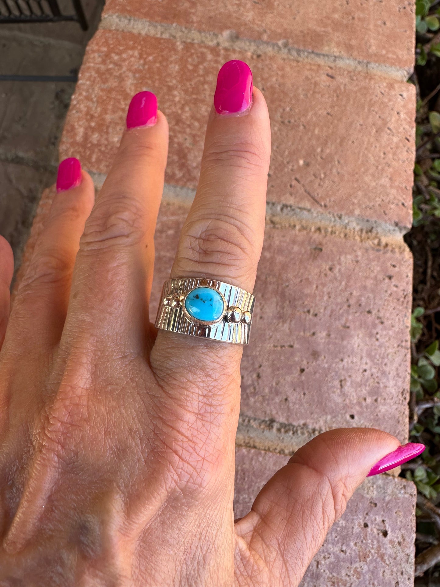 Navajo Sterling Silver Turquoise Cigar Band Rings