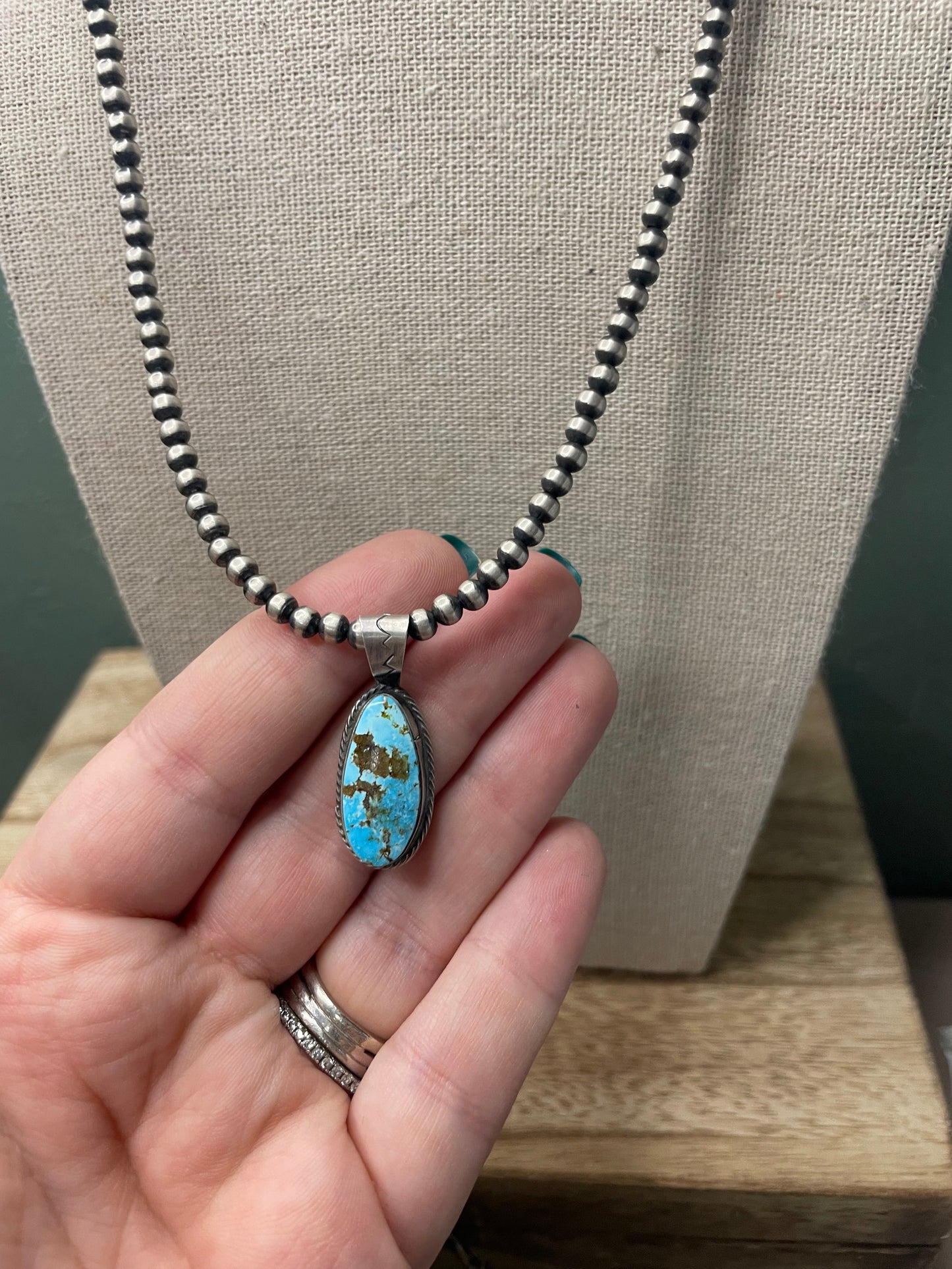 Navajo Sterling Silver & Turquoise Pendant By S Cooke