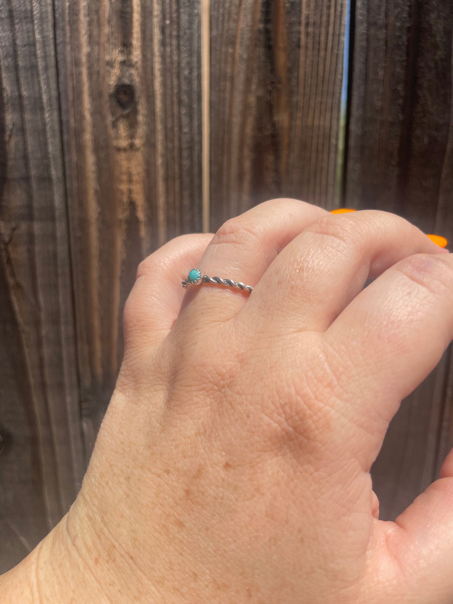 Navajo Mini Stone Turquoise Sterling Silver Braided Band Ring