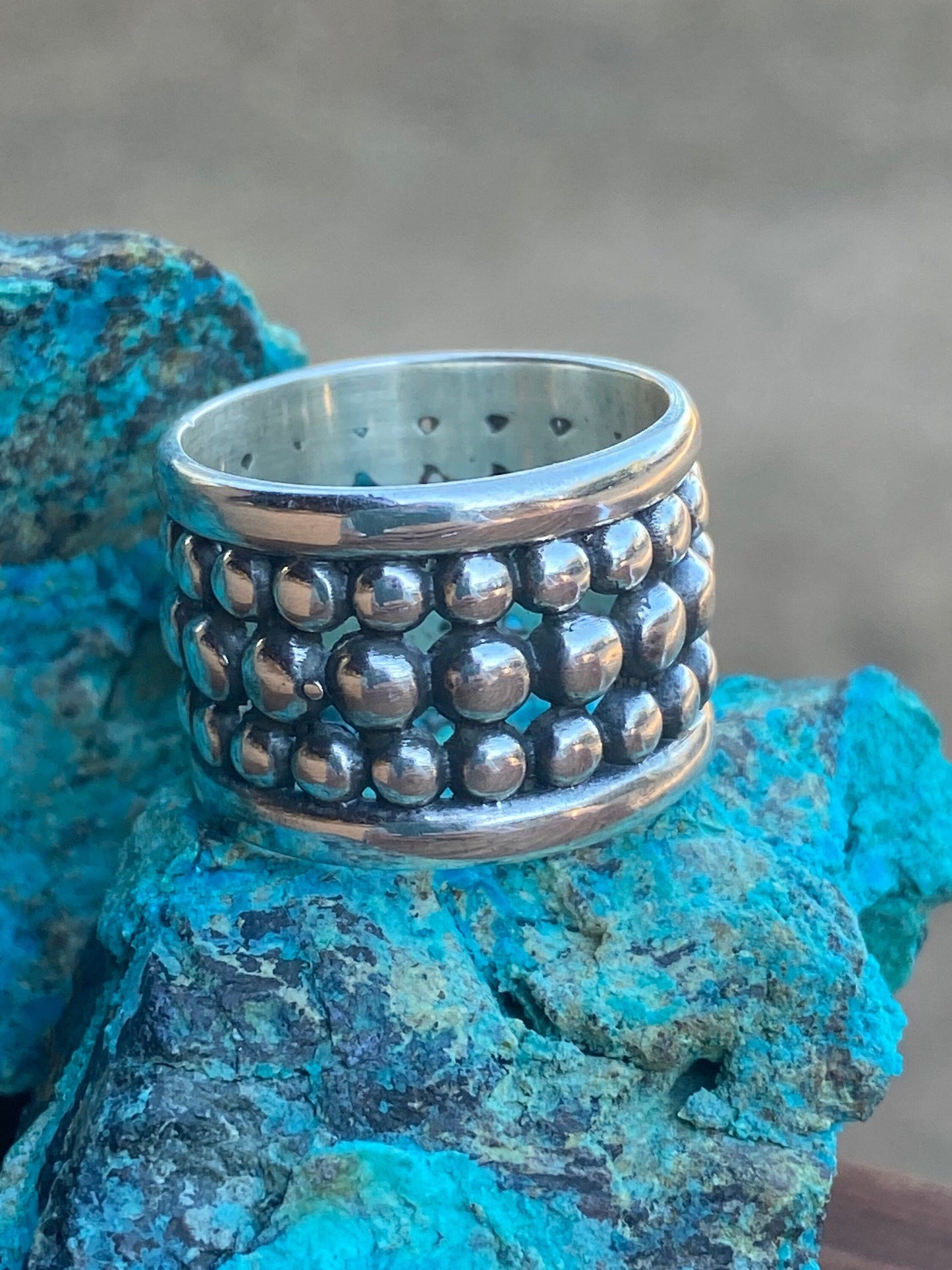 Handmade Sterling Silver Ball Cigar Band Ring