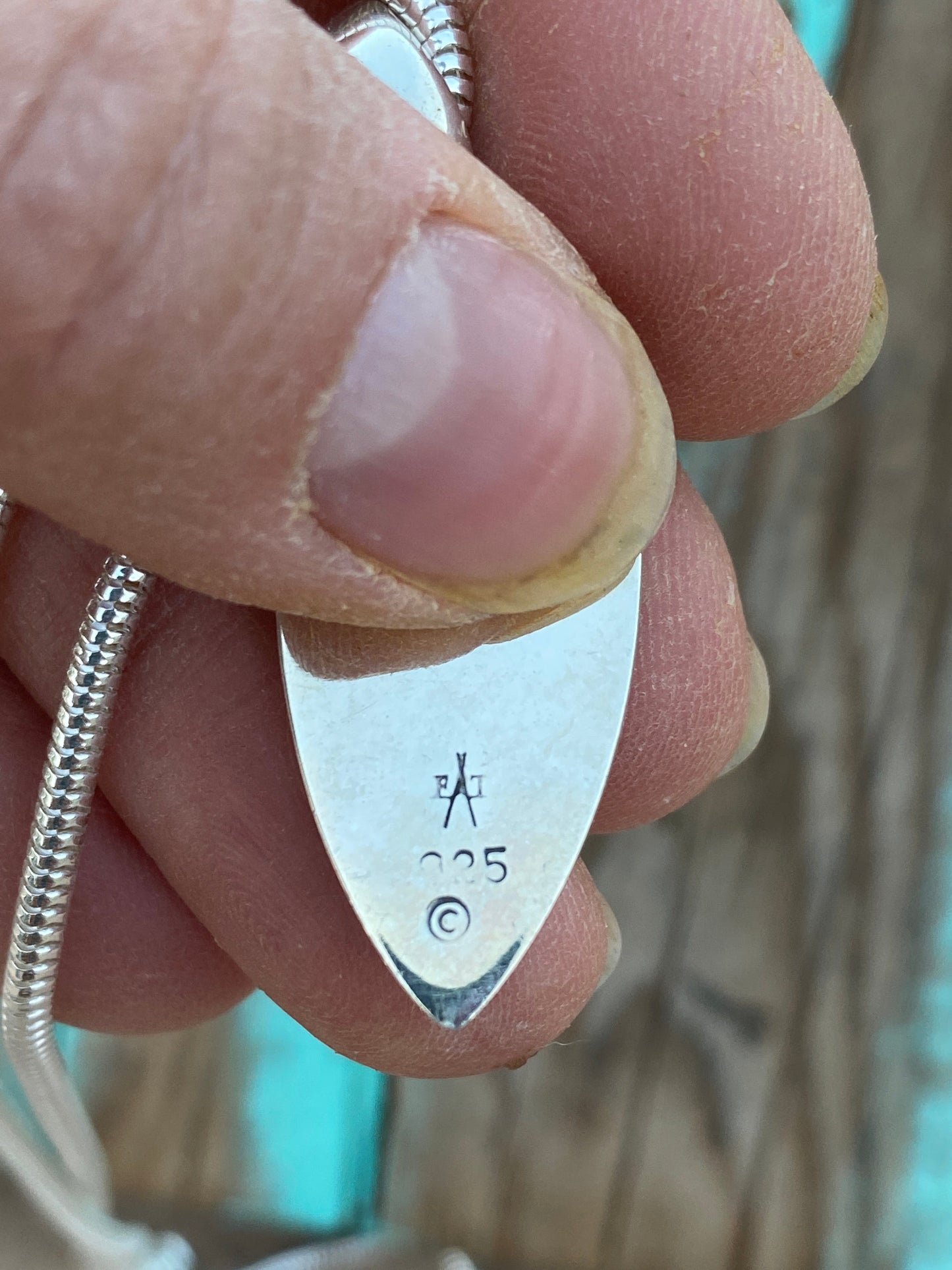 Navajo Turquoise Sterling Silver Arrow Pendant Necklace 24”